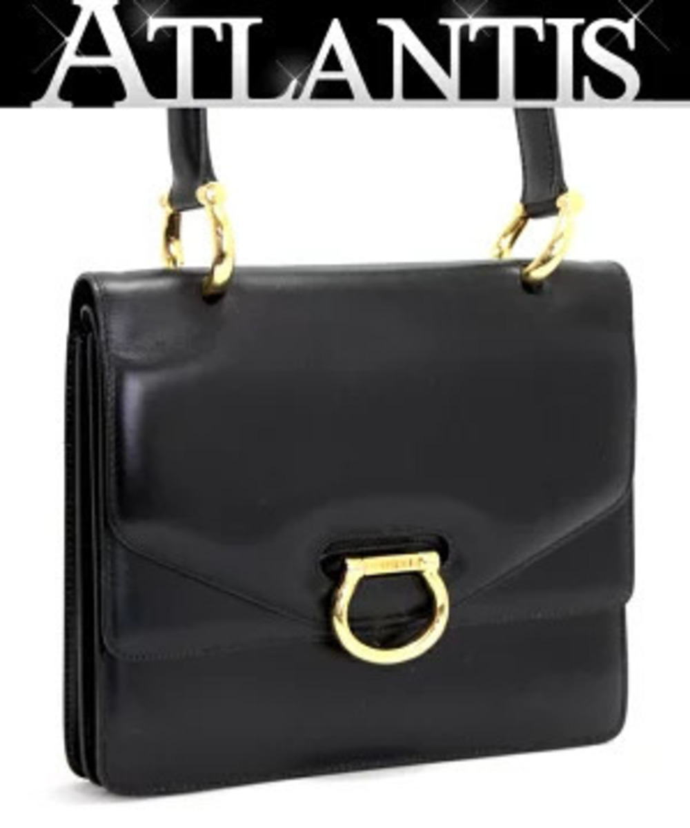Celine Double Flap Bag Handbag Leather Black